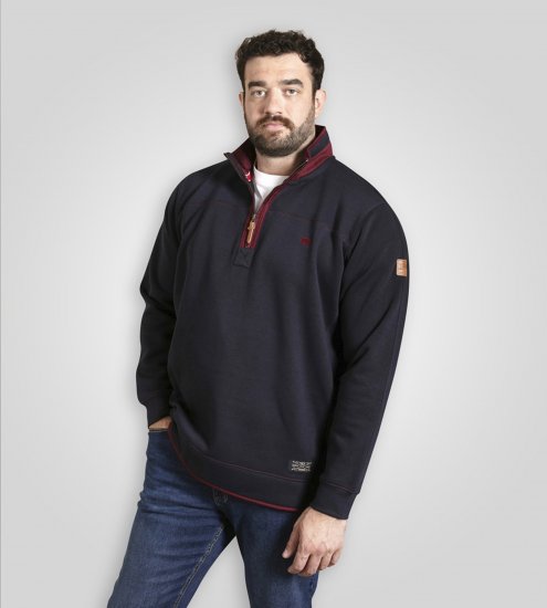 Duke Leicester Quarter Neck Fleece Sweatshirt Navy - Puloverji & jopice - Moški Puloverji & Jopice za Močnejše Postave