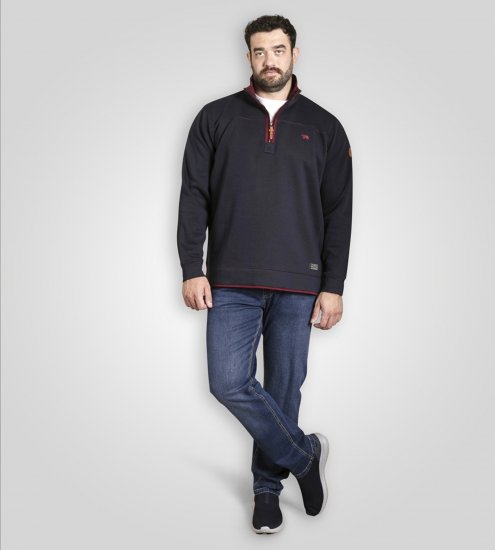 Duke Leicester Quarter Neck Fleece Sweatshirt Navy TALL - TALL puloverji - 