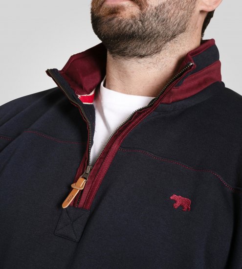 Duke Leicester Quarter Neck Fleece Sweatshirt Navy TALL - TALL puloverji - 