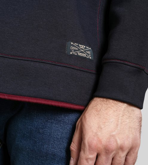 Duke Leicester Quarter Neck Fleece Sweatshirt Navy TALL - TALL puloverji - 