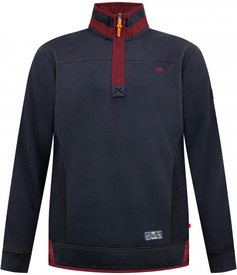 Duke Leicester Quarter Neck Fleece Sweatshirt Navy - Puloverji & jopice - Moški Puloverji & Jopice za Močnejše Postave