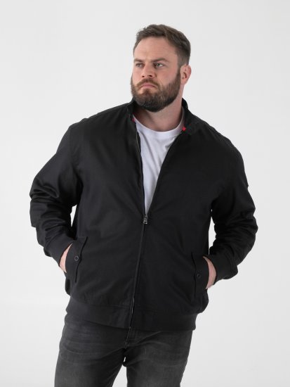 D555 Kent Elastic Rib Hem & Cuffs Harrington Jacket Black - Jakne - Moške bunde za Močnejše Postave