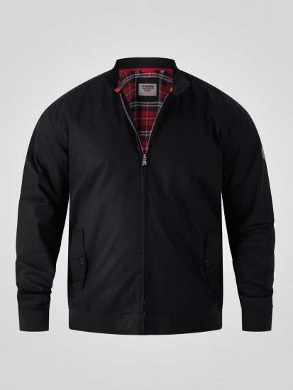 D555 Kent Elastic Rib Hem & Cuffs Harrington Jacket Black - Jakne - Moške bunde za Močnejše Postave