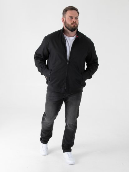 D555 Kent Elastic Rib Hem & Cuffs Harrington Jacket Black - Jakne - Moške bunde za Močnejše Postave