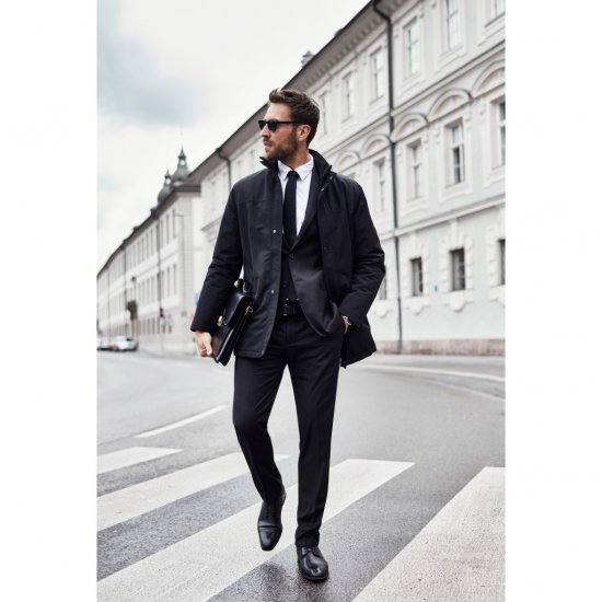JP1880 Jacket Business Waterproof Windproof Black TALL - MOŠKA OBLAČILA MT-6XLT - DALJŠI kroji