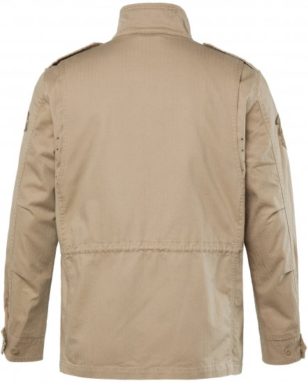 JP1880 Field Jacket with Badges Vintage Look Dark Beige - Jakne - Moške bunde za Močnejše Postave