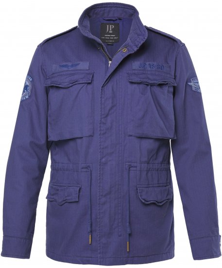 JP1880 Field Jacket with Badges Vintage Look Light Azure Blue - Jakne - Moške bunde za Močnejše Postave