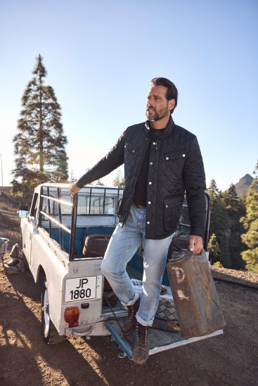 JP1880 Quilted with Multiple Pockets Jacket Black - Jakne - Moške bunde za Močnejše Postave