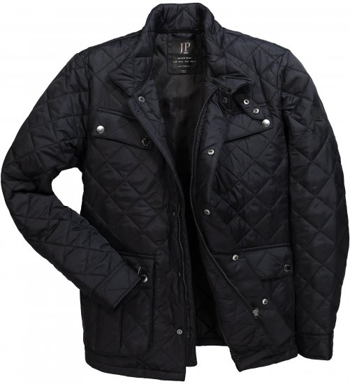 JP1880 Quilted with Multiple Pockets Jacket Black - Jakne - Moške bunde za Močnejše Postave