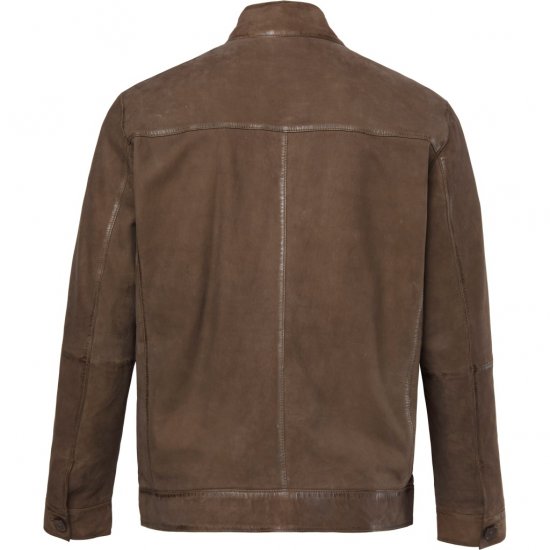 JP1880 Leather Jacket Lambskin Suede Brown - Jakne - Moške bunde za Močnejše Postave