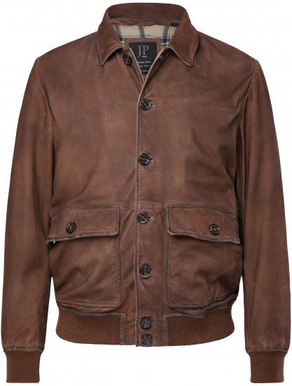 JP1880 Finest Goat Suede Leather Blouson Tobacco Brown - Jakne - Moške bunde za Močnejše Postave