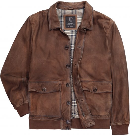 JP1880 Finest Goat Suede Leather Blouson Tobacco Brown - Jakne - Moške bunde za Močnejše Postave