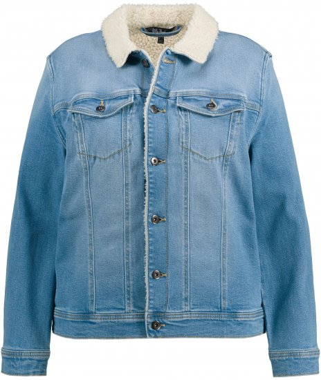 Ulla Popken Teddy Fleece Lined Denim Jacket Blue Denim - Jakne - 