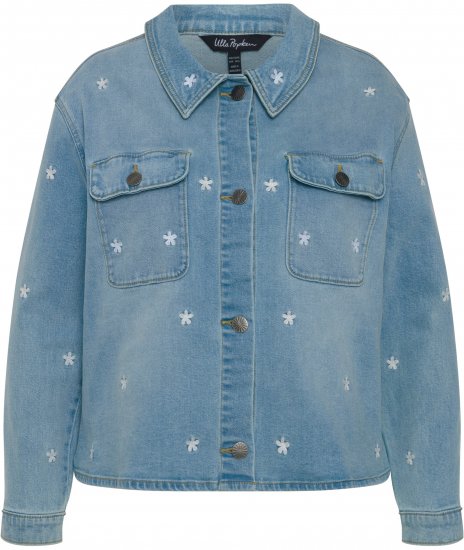 Ulla Popken Embroidered Denim Jacket Light Blue - Jakne - 