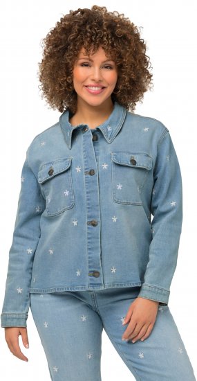 Ulla Popken Embroidered Denim Jacket Light Blue - Jakne - 