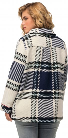 Ulla Popken Plaid Contrast Detail Button Front Jacket - Ulla Popken - 