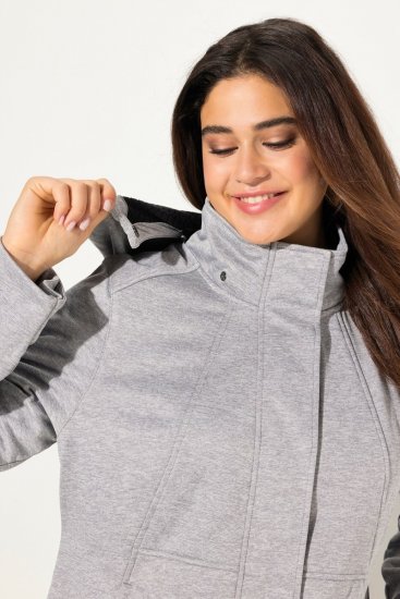 Ulla Popken HYPRAR Melange Softshell Jacket Grey Melange - Jakne - Jakne za ženske v velikih številkah
