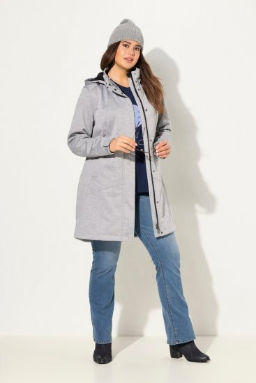 Ulla Popken HYPRAR Melange Softshell Jacket Grey Melange - Jakne - Jakne za ženske v velikih številkah