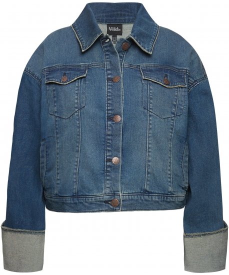 Ulla Popken Wide Cuff Denim Jacket Blue Denim - Jakne - 