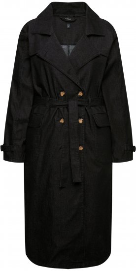Ulla Popken Denim Acid Wash Trench Coat Black - Jakne - 