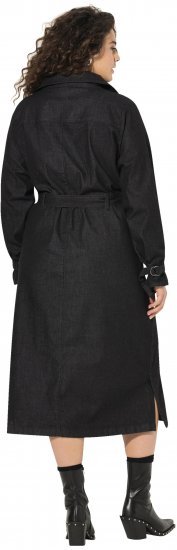 Ulla Popken Denim Acid Wash Trench Coat Black - Jakne - 