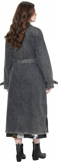 Ulla Popken Denim Acid Wash Trench Coat Grey Denim - Jakne - 