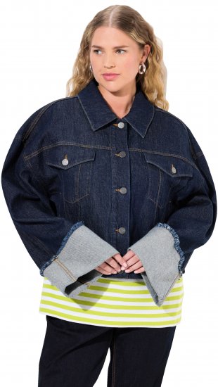 Ulla Popken Stretch Fit Cropped Denim Jacket Rinsed Wash - Jakne - 