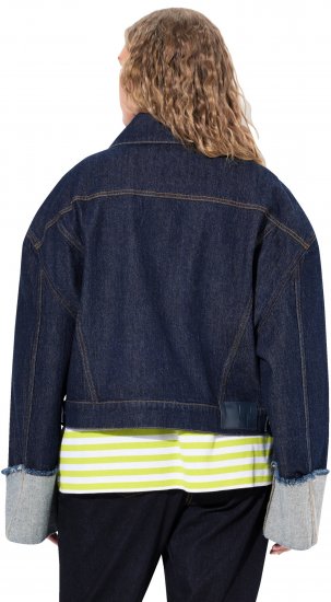 Ulla Popken Stretch Fit Cropped Denim Jacket Rinsed Wash - Jakne - 