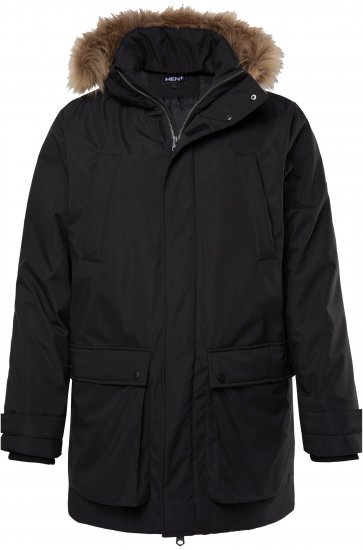 Men Plus Parka With Fur Hood Black - Jakne - Moške bunde za Močnejše Postave