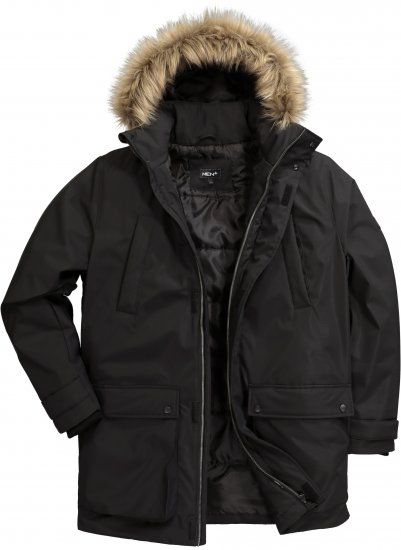 Men Plus Parka With Fur Hood Black - Jakne - Moške bunde za Močnejše Postave