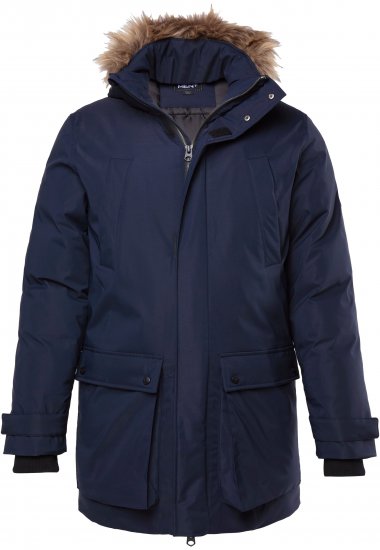 Men Plus Parka With Fur Hood Navy - Jakne - Moške bunde za Močnejše Postave