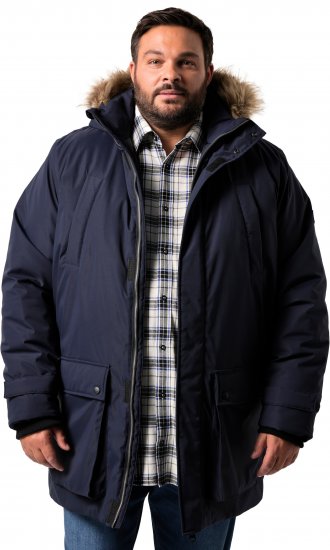 Men Plus Parka With Fur Hood Navy - Jakne - Moške bunde za Močnejše Postave