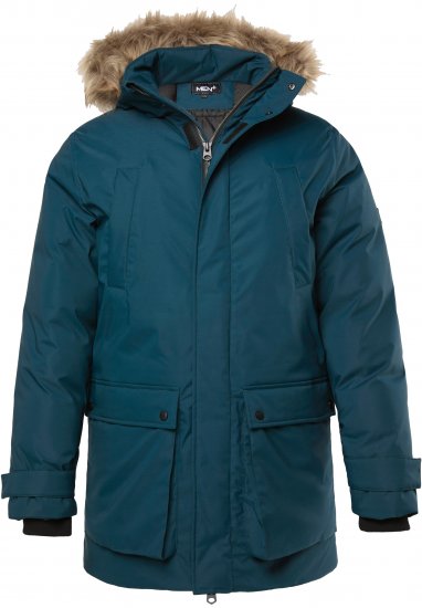 Men Plus Parka With Fur Hood Dark Green - Jakne - Moške bunde za Močnejše Postave