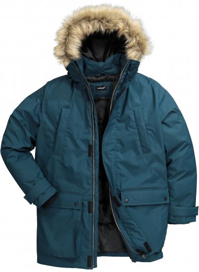 Men Plus Parka With Fur Hood Dark Green - Jakne - Moške bunde za Močnejše Postave