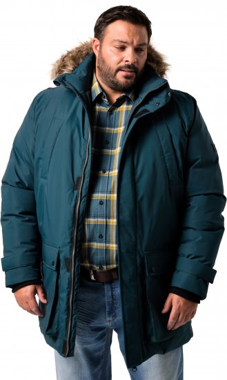 Men Plus Parka With Fur Hood Dark Green - Jakne - Moške bunde za Močnejše Postave