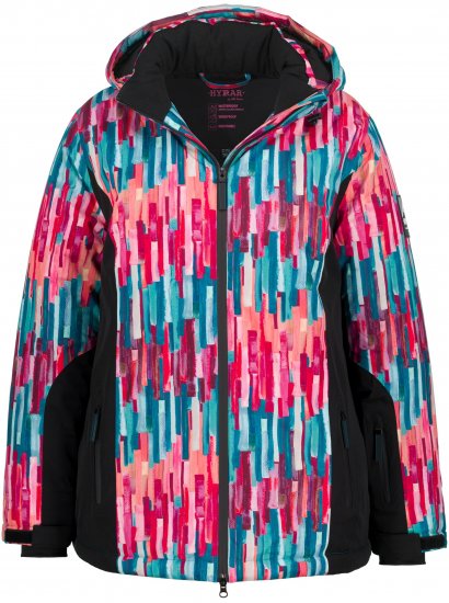 Ulla Popken HYPRAR Graphic Stripe Fully Lined Ski Jacket Teal - Jakne - 