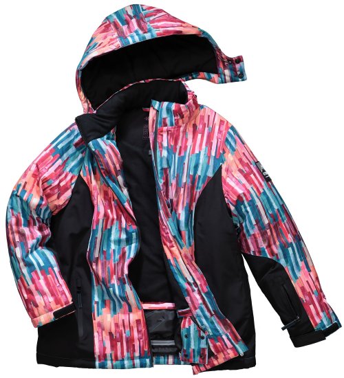 Ulla Popken HYPRAR Graphic Stripe Fully Lined Ski Jacket Teal - Jakne - 