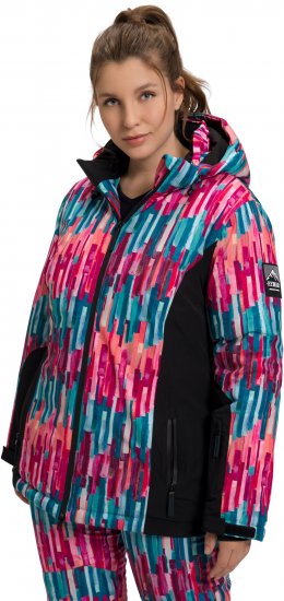 Ulla Popken HYPRAR Graphic Stripe Fully Lined Ski Jacket Teal - Jakne - 