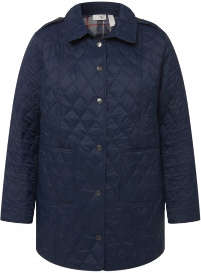 Ulla Popken Quilted Jacket with Plaid Lining Navy - Jakne - 