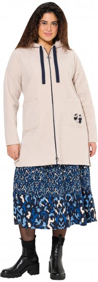 Ulla Popken Oversized Teddy Plush Heart Detail Jacket Pebble Grey - Jakne - 