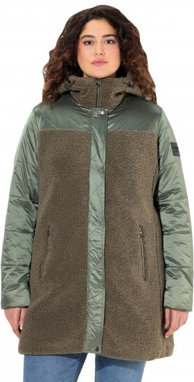 Ulla Popken Mixed Texture Fleece Quilted Jacket Olive - OBLAČILA ZA ŽENSKE 40-66 - 