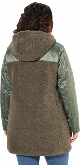 Ulla Popken Mixed Texture Fleece Quilted Jacket Olive - OBLAČILA ZA ŽENSKE 40-66 - 