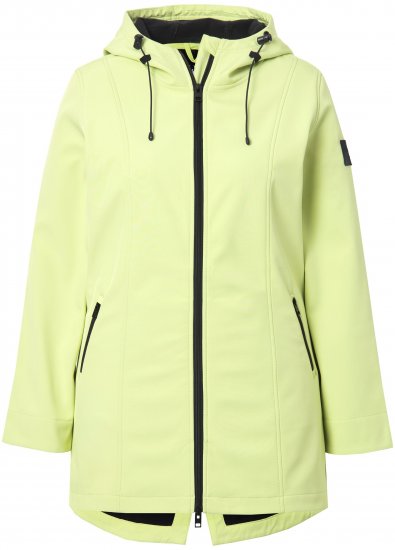 Ulla Popken Hyprar Soft Shell Water Repellent Hooded Jacket Lime Green - Jakne - 