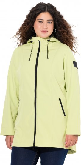 Ulla Popken Hyprar Soft Shell Water Repellent Hooded Jacket Lime Green - Jakne - 