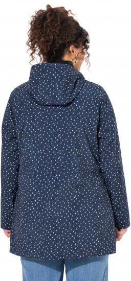 Ulla Popken Raindrop Print Longline Waterproof Jacket Navy - Jakne - 