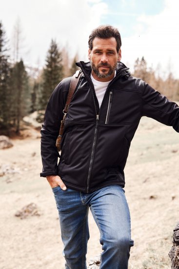 JP1880 Jacket Fleece Lined Softshell Black - Jakne - Moške bunde za Močnejše Postave