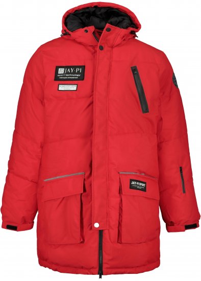 JAY-PI Warm Quilted Parka Dual Function Windproof and Water Repellent Red - Jakne - Moške bunde za Močnejše Postave