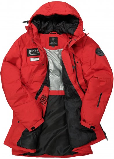 JAY-PI Warm Quilted Parka Dual Function Windproof and Water Repellent Red - Jakne - Moške bunde za Močnejše Postave