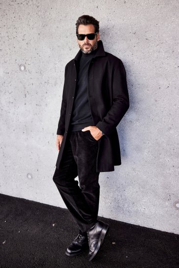 JP1880 Coat Wool Blend Water Repellent Black - Jakne - Moške bunde za Močnejše Postave