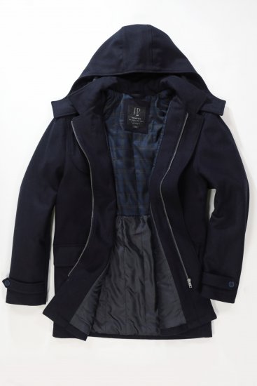 JP1880 Duffle Coat Water Repellent with Detachable Hood Navy - Jakne - Moške bunde za Močnejše Postave